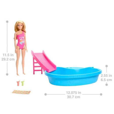 Barbie - Bambola e accessori - Scatola per bambole bionda con piscina