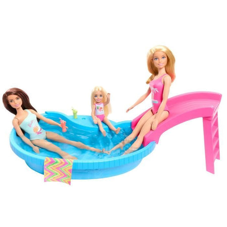 Barbie - Bambola e accessori - Scatola per bambole bionda con piscina