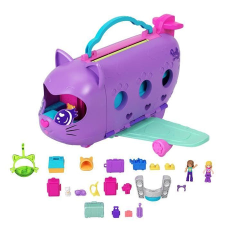 Polly Pocket-Scatola-aereo gattino trasformabile con 2 minifigure HWP19