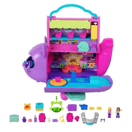 Polly Pocket-Scatola-aereo gattino trasformabile con 2 minifigure HWP19