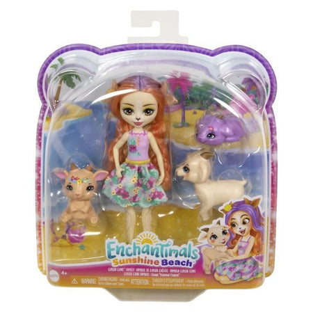 Enchantimals-Famiglia di Golita-Bambola-Capra e 3 figurine di capra HXC00