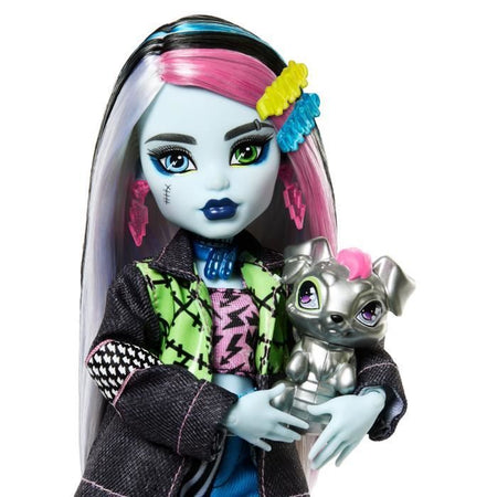 Monster High-Frankie Stein Doll-Bambola con animali e accessori HXH73