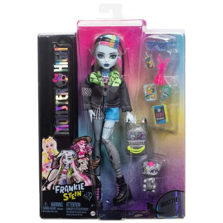 Monster High-Frankie Stein Doll-Bambola con animali e accessori HXH73
