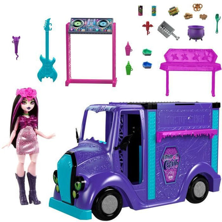 Monster High-Tour Bus Blood-sational Rock-Set con bambola e autobus HXH83