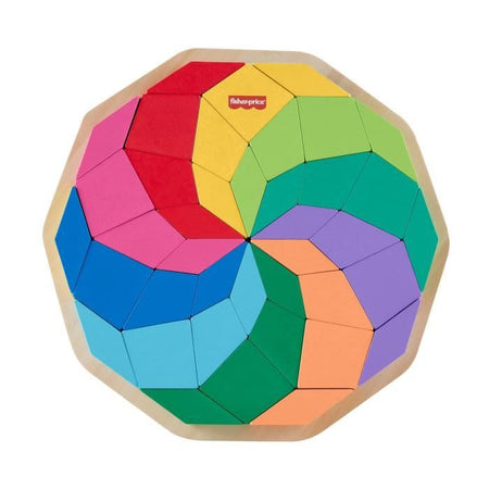 Puzzle mandala in legno Fisher-Price-Puzzle con motivi geometrici da 40 pezzi HXT94