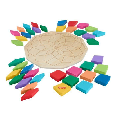 Puzzle mandala in legno Fisher-Price-Puzzle con motivi geometrici da 40 pezzi HXT94