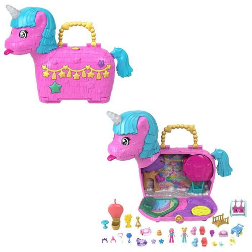 Polly Pocket-Gli unicorni stanno organizzando una scatola per feste con 2 minifigure HYD96