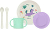 MINILAND Learning tableware Dream - set pappa educativo - bicchiere con manici, piatto piano, ciotola piatto fondo, posate - unicorno