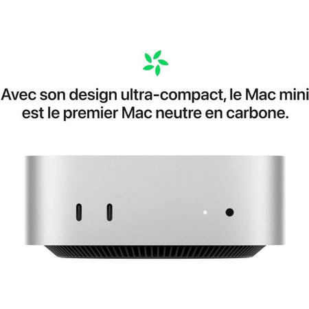 Apple - Mac mini (2024) Chip Apple M4 - 24 GB di RAM - 512 GB di spazio di archiviazione SSD - CPU a 10 core GPU a 10 core - Argento