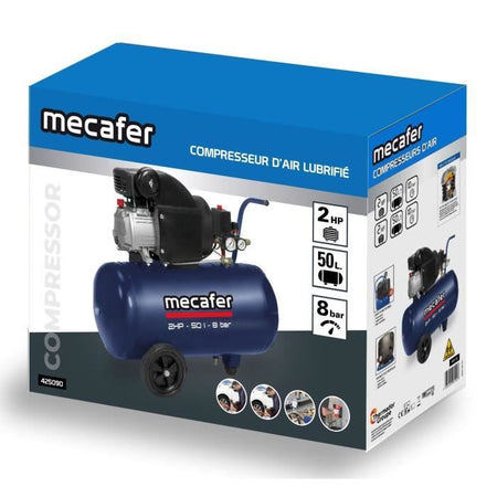 Compressore - MECAFER - 425794 - Blu - 50 L - 2 HP - 8 Bar