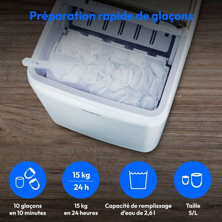MEDION Macchina per cubetti di ghiaccio (cubetti di ghiaccio piccoli e grandi, serbatoio dell'acqua da 2,6 litri, breve tempo di produzione circa 10