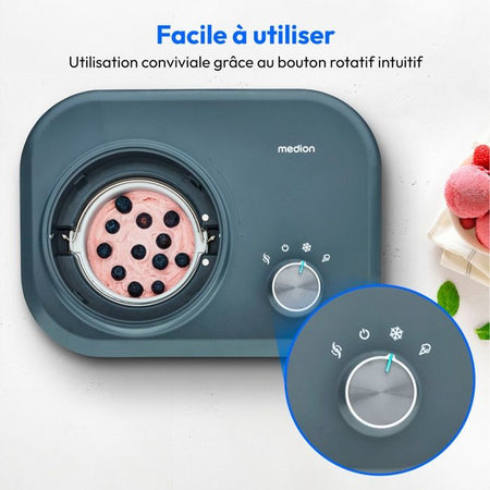 MEDION Gelatiera con compressore (adatta per la preparazione di gelati, yogurt gelato e sorbetti, 1 litro, 100