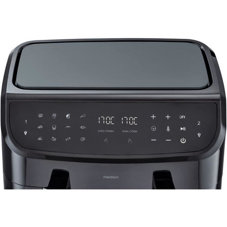 Friggitrice ad Aria Calda - MEDION - P20 XXL Twin - 2600 W - 2 cestelli - 9 programmi - Nera