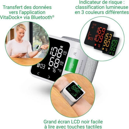 Misuratore di pressione sanguigna da polso connesso - MEDISANA - BW 360 - 1,5 V - Dispositivo medico certificato - Bianco