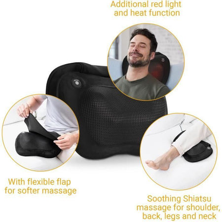 MEDISANA MC 850 - Cuscino massaggiante Shiatsu per spalle, schiena, gambe e collo - 2 velocità - Funzione calore - Imbottitura flessibile