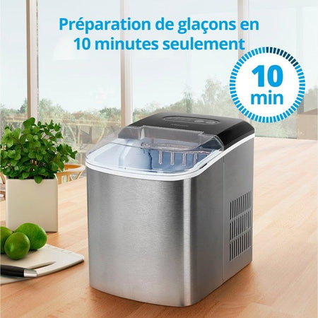 MEDION Ice Maker (MD17739), produttore di ghiaccio veloce, produce cubetti di ghiaccio in soli 6-12 minuti, vassoio per cubetti di ghiaccio