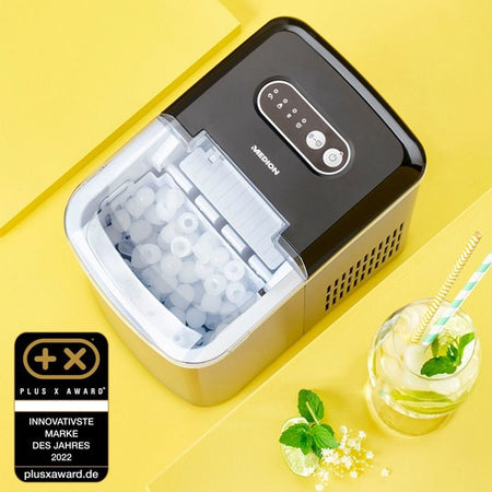 MEDION Ice Maker (MD17739), produttore di ghiaccio veloce, produce cubetti di ghiaccio in soli 6-12 minuti, vassoio per cubetti di ghiaccio