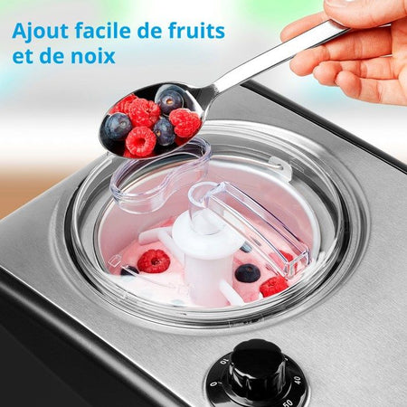 MEDION Gelatiera e yogurtiera elettrica in alluminio con compressore, macchina per il gelato con capacità di 1,5 litri (corrisponde a