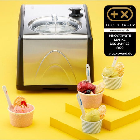 MEDION Gelatiera e yogurtiera elettrica in alluminio con compressore, macchina per il gelato con capacità di 1,5 litri (corrisponde a