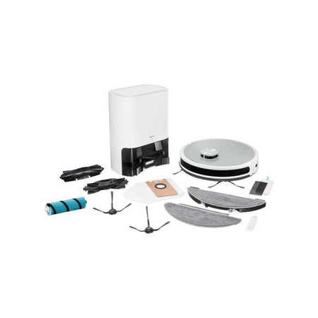 MEDION X21 SW - Robot Aspirapolvere con Stazione di Scarico - Navigazione Laser - Potenza 3000 Pa