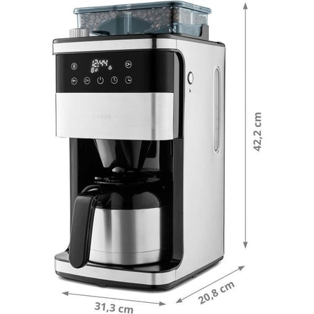 Macchina per caffè filtro digitale isolata con macinacaffè - MEDION - 1000W - 1,0L - Argento