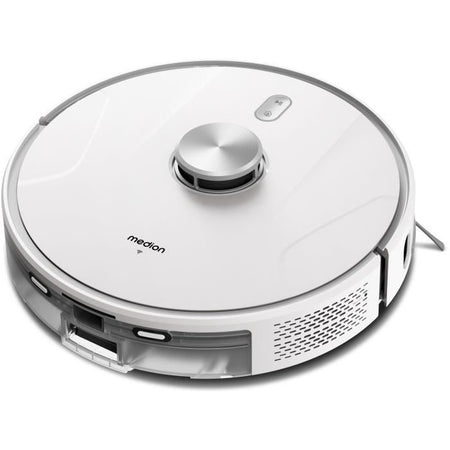 MEDION X41 SW+ - Robot aspirapolvere con stazione di svuotamento - 200 min - Aspirazione potente da 8000 Pa - Navigazione laser