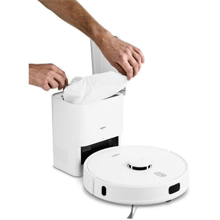 MEDION X41 SW+ - Robot aspirapolvere con stazione di svuotamento - 200 min - Aspirazione potente da 8000 Pa - Navigazione laser