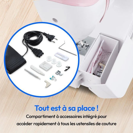 Macchina da cucire - MEDION - SM 60 - 62W - 24 punti + punti doppi - 700 giri/min - LED - Rosa