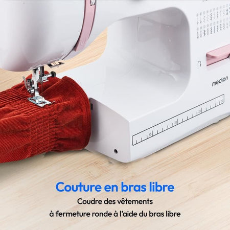 Macchina da cucire - MEDION - SM 60 - 62W - 24 punti + punti doppi - 700 giri/min - LED - Rosa