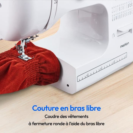 Macchina da cucire - MEDION - SM 60 - 62W - 24 punti + punti doppi - 700 giri/min - LED - Bianco