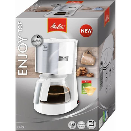 MELITTA 1017-03 Goditi la caffettiera in vetro Top Bianco / acciaio spazzolato 1017-03