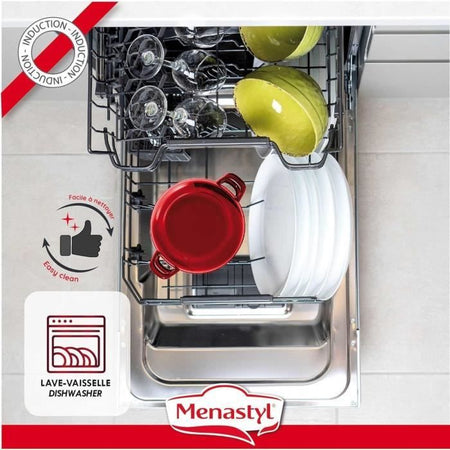 Pentola per cozze - MENASTYL - 3645562 - Acciaio smaltato - Nero - 18 cm - 2,7 litri - Adatta a tutti i piani cottura, inclusa l'induzione