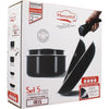 Set di pentole - Induzione - MENASTYL - 6020437 - Alluminio antiaderente - 5 pezzi - Manico rimovibile - Nero