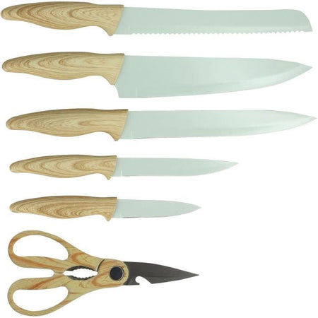 Ceppo portacoltelli 6 pezzi - MENASTYL - 5041060 - Lama in ceramica - Polipropilene - Celadon