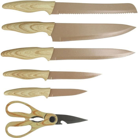 Ceppo portacoltelli 6 pezzi - MENASTYL - 5041064 - Lama in ceramica - Polipropilene - Nocciola