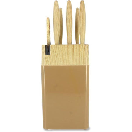 Ceppo portacoltelli 6 pezzi - MENASTYL - 5041064 - Lama in ceramica - Polipropilene - Nocciola