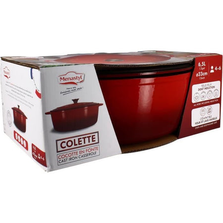 Casseruola - MENASTYL - 6020102 - Ovale - Ghisa smaltata - Rossa - 6,5 litri