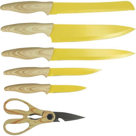 Ceppo portacoltelli 6 pezzi - MENASTYL - 5041062 - Lama in ceramica - Polipropilene - Zafferano