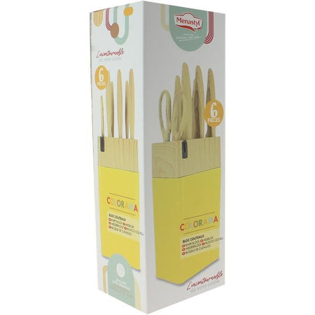 Ceppo portacoltelli 6 pezzi - MENASTYL - 5041062 - Lama in ceramica - Polipropilene - Zafferano