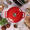 Casseruola - MENASTYL - 6020105 - Rotonda - Ghisa smaltata - Rossa - 7 litri