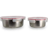 Set di 2 contenitori ermetici con coperchio - MENASTYL - 5040178 - Acciaio inossidabile - Rotondi - 15 e 20 cm - Adatto al microonde