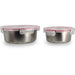 Set di 2 contenitori ermetici con coperchio - MENASTYL - 5040178 - Acciaio inossidabile - Rotondi - 15 e 20 cm - Adatto al microonde