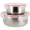 Set di 2 contenitori ermetici con coperchio - MENASTYL - 5040178 - Acciaio inossidabile - Rotondi - 15 e 20 cm - Adatto al microonde