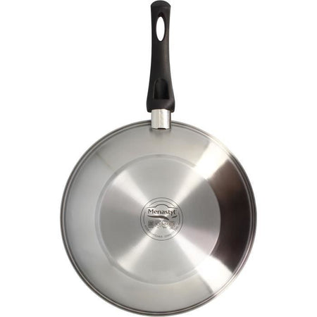 Wok - MENASTYL - 6020252 - Acciaio inox - 28 cm - Adatto a tutti i piani cottura, anche a induzione