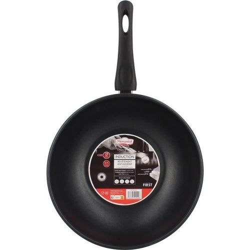 Wok - MENASTYL - 6020252 - Acciaio inox - 28 cm - Adatto a tutti i piani cottura, anche a induzione