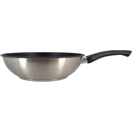 Wok - MENASTYL - 6020252 - Acciaio inox - 28 cm - Adatto a tutti i piani cottura, anche a induzione