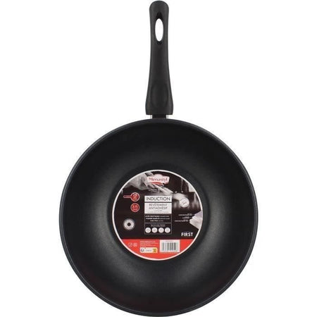 Wok - MENASTYL - 6020252 - Acciaio inox - 28 cm - Adatto a tutti i piani cottura, anche a induzione