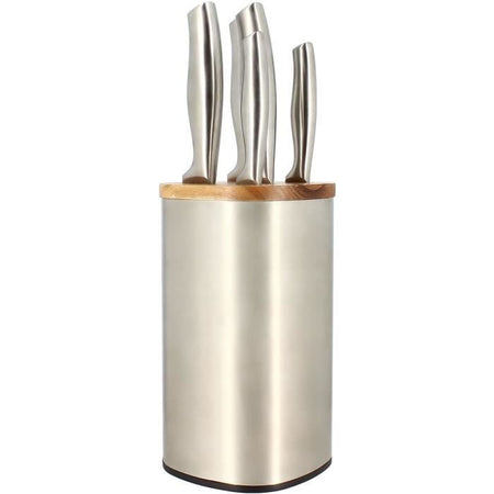 Ceppo portacoltelli 5 pezzi - MENASTYL - 5041070 - Acciaio inossidabile - Legno