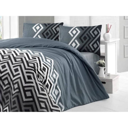 Completo letto - 1 copripiumino 220 x 240 cm + 2 federe 60 x 60 cm - 65% cotone, 35% poliestere - Grigio