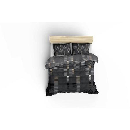 Completo letto - 1 copripiumino 220x240 cm + 2 federe 60x60 cm - 65% cotone, 35% poliestere - Antracite
